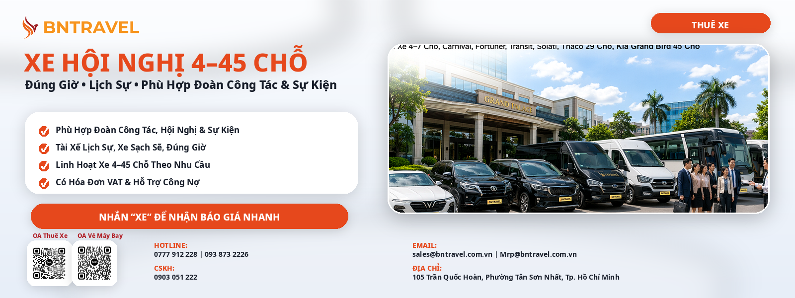 Xe hội nghị 7-45 chỗ tại TP.HCM – Giải pháp vận chuyển chuyên nghiệp cho doanh nghiệp & sự kiện